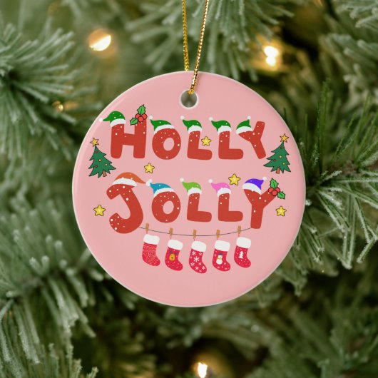 Holly Jolly Keramik Ornament (Baum)