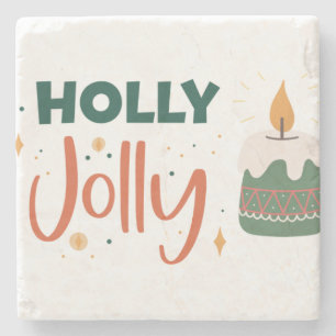 Holly Jolly Kerze Steinuntersetzer