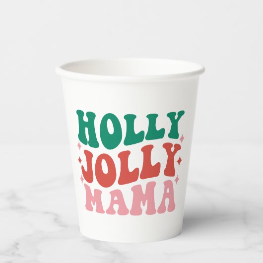 Holly Jolly Mama - Fun Holiday Design Pappbecher (Vorderseite)