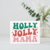 Holly Jolly Mama - Fun Holiday Design Postkarte (Stehend Vorderseite)