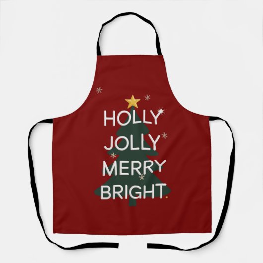 Holly Jolly Merry Bright Familie passt Weihnachten Schürze (Vorderseite)