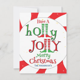 Holly Jolly Merry Christmas Niedlich Glam Elf Feiertagskarte