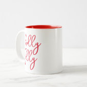 Holly Jolly Modernes Niedliches Script Minimalisti Zweifarbige Tasse (Vorderseite Links)