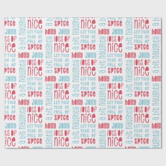 Holly Jolly Naughty Nice Wiederholungsmuster Geschenkpapier (Flach)