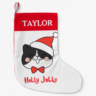 Holly Jolly Niedlich Christmas Santa Cat Kleiner Weihnachtsstrumpf