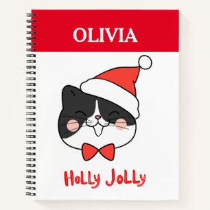 Holly Jolly Niedlich Christmas Santa Cat Notizblock