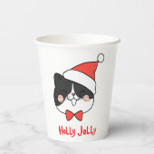 Holly Jolly Niedlich Christmas Santa Cat Pappbecher (Rückseite)