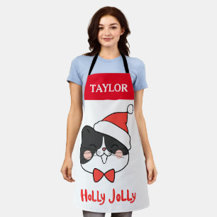 Holly Jolly Niedlich Christmas Santa Cat Schürze