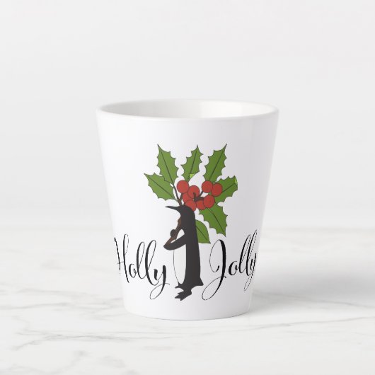 Holly Jolly Niedlich Funny Christmas Penguin Milchtasse (Vorderseite)