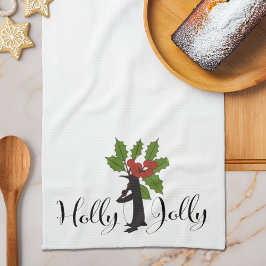 Holly Jolly Niedlich Funny Penguin Weihnachten Geschirrtuch