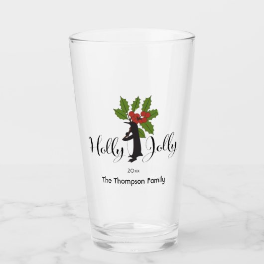 Holly Jolly Niedlich Funny Penguin Weihnachten Glas (Vorderseite)