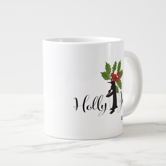Holly Jolly Niedlich Funny Penguin Weihnachten Jumbo-Tasse (Vorderseite Rechts)