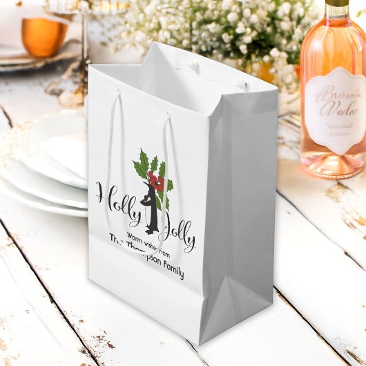 Holly Jolly Niedlich Funny Penguin Weihnachten Mittlere Geschenktüte