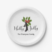 Holly Jolly Niedlich Funny Penguin Weihnachten Pappteller (Vorderseite)