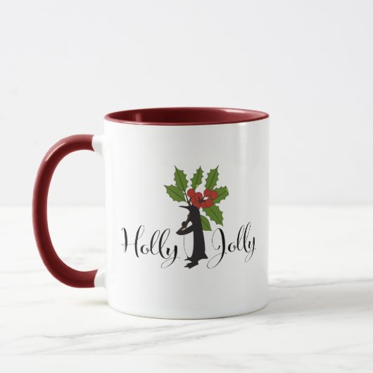 Holly Jolly Niedlich Funny Penguin Weihnachten Tasse (Links)
