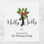 Holly Jolly Niedlich Funny Penguin Weihnachten Weinetikett (Einzelnes Label)