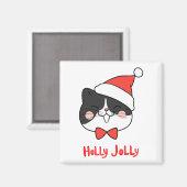 Holly Jolly Niedlich Kawaii Santa Cat Magnet (Vorderseite/Rückseite)