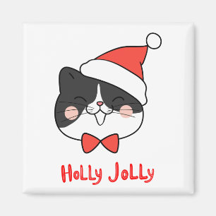 Holly Jolly Niedlich Kawaii Santa Cat Magnet