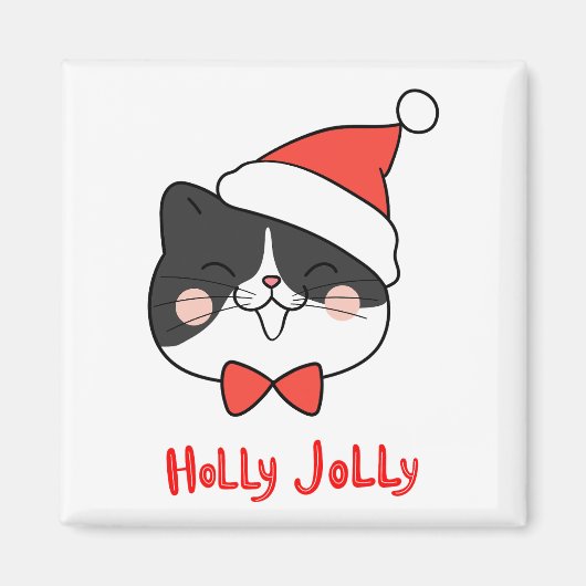 Holly Jolly Niedlich Kawaii Santa Cat Magnet (Vorne)