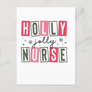 Holly Jolly Nurse Weihnachtsfeier Weihnachtsfeiert Ankündigungspostkarte