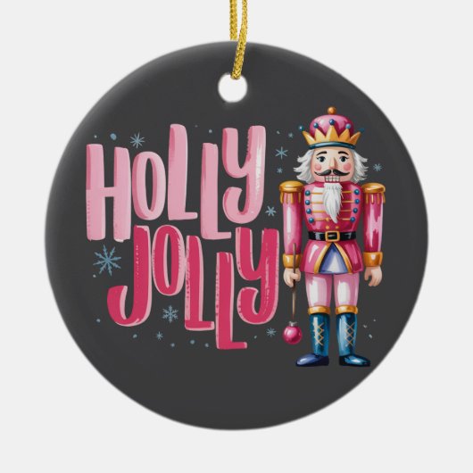 Holly Jolly Nutcracker Christmas Coquette Preppy Keramik Ornament (Vorne)