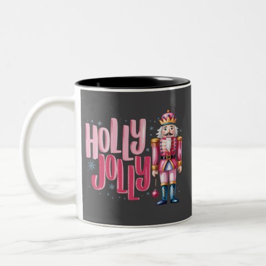 Holly Jolly Nutcracker Christmas Coquette Preppy Zweifarbige Tasse (Links)
