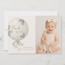 Holly Jolly ONE Christmas Vintage Balloon Thanks  Einladung