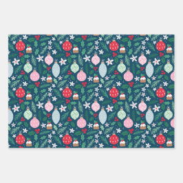 Holly Jolly Ornaments Geschenkpapier Set