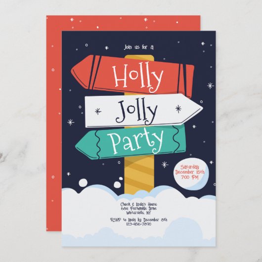 Holly Jolly Party Einladung (Vorne/Hinten)