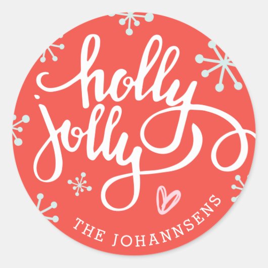 Holly Jolly Personalisiert Holiday Stickers (Vorderseite)