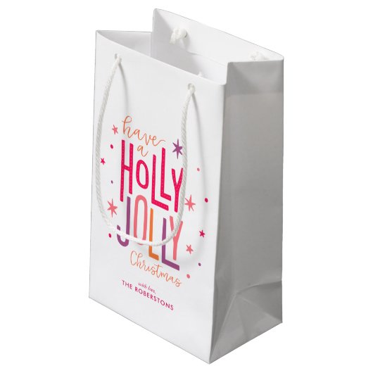 "Holly Jolly" Personalisierte Weihnachten Kleine Geschenktüte (Rückseite Schrägansicht)