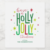 "Holly Jolly" Personalisierte Weihnachten Weinetikett (Einzelnes Label)