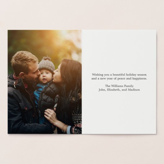 "Holly Jolly" Personalisiertes Weihnachtsfest-Foto Folienkarte (Innenseite)