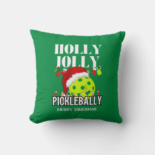 HOLLY JOLLY PICKLEBALLY Christmas Green Kissen