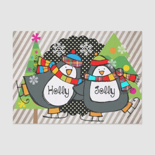 Holly Jolly Pinguins Tissue Paper Seidenpapier (Vorderseite)