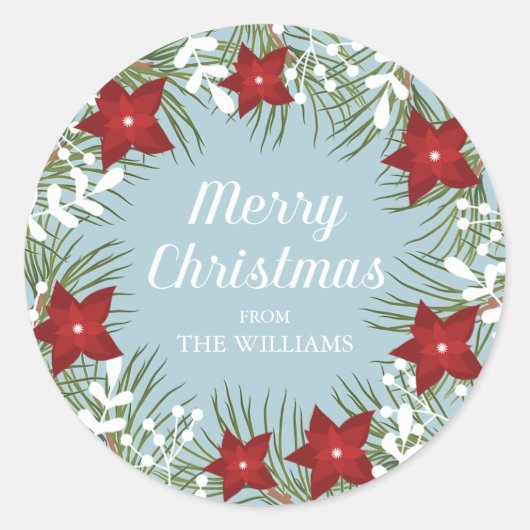 Holly Jolly Poinsettia - Weihnachtsaufkleber Runder Aufkleber (Vorderseite)