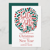 Holly Jolly Quote Blätter Berries Weihnachten (Vorne/Hinten)