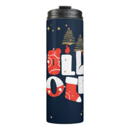 Holly Jolly Red White Gold Weihnachtsfest Thermosbecher