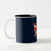 Holly Jolly Red White Gold Weihnachtsfest Zweifarbige Tasse (Links)