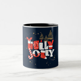 Holly Jolly Red White Gold Weihnachtsfest Zweifarbige Tasse