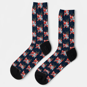 Holly Jolly Red White Gold Weihnachtssocken Socken