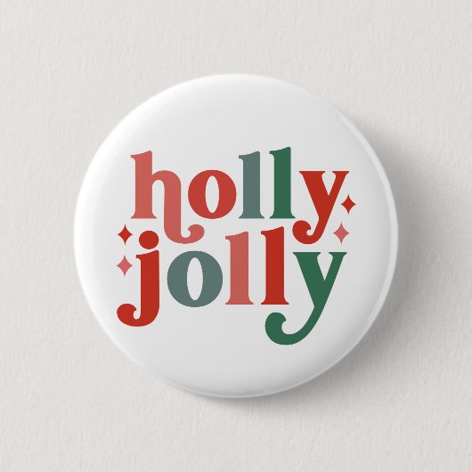 Holly Jolly - Retro Holiday Typografie Button (Vorderseite)