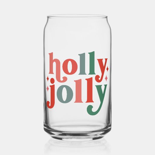 Holly Jolly - Retro Holiday Typografie Dosenglas (Vorderseite)