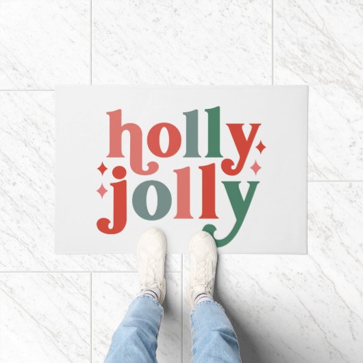Holly Jolly - Retro Holiday Typografie Fußmatte (Indoor)