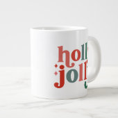 Holly Jolly - Retro Holiday Typografie Jumbo-Tasse (Vorderseite Rechts)