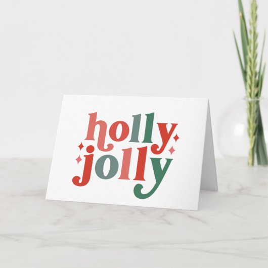 Holly Jolly - Retro Holiday Typografie Karte (Vorderseite)