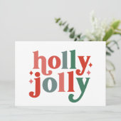 Holly Jolly - Retro Holiday Typografie Karte (Stehend Vorderseite)