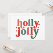 Holly Jolly - Retro Holiday Typografie Karte (Vorderseite/Rückseite Beispiel)