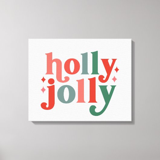 Holly Jolly - Retro Holiday Typografie Leinwanddruck (Vorderseite)