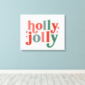 Holly Jolly - Retro Holiday Typografie Leinwanddruck (Insitu (Holzboden))